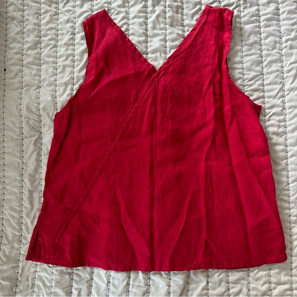 FLAX 100% Line Tank Top V Neck Size Large - Picture 4 of 6